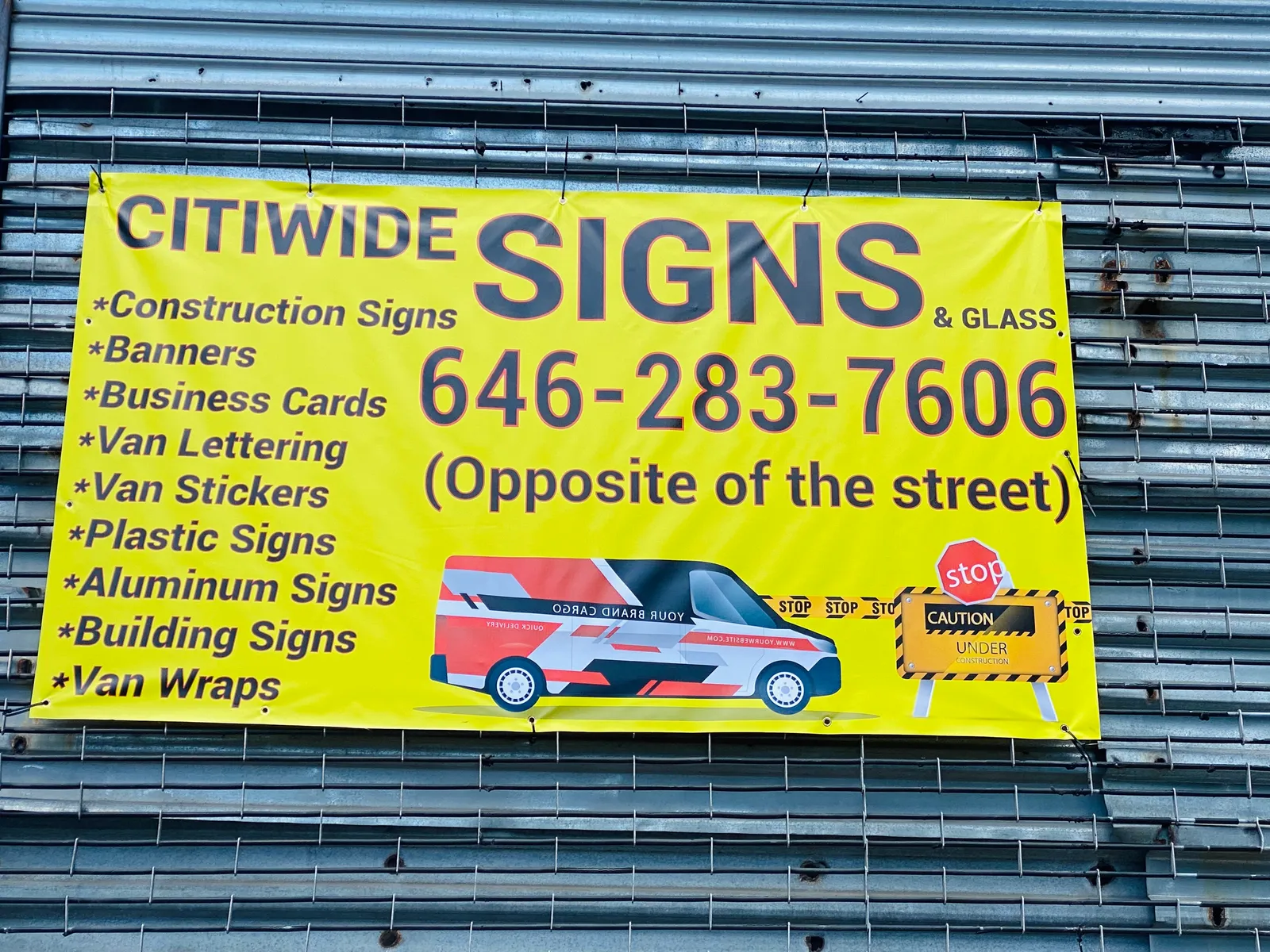 Citiwide Signs vinyl banner installed on NYC storefront