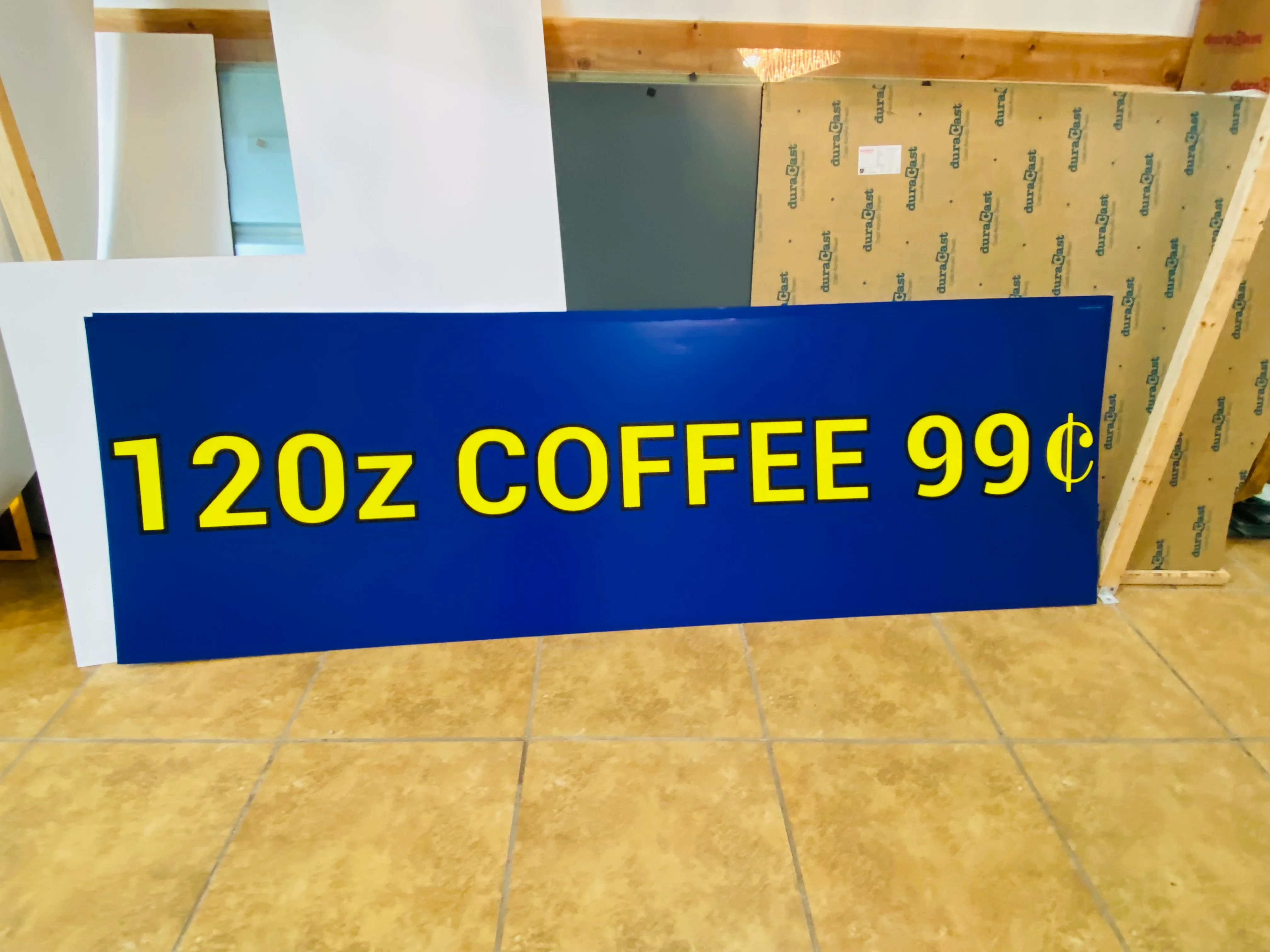 Acrylic sign panel for commercial space