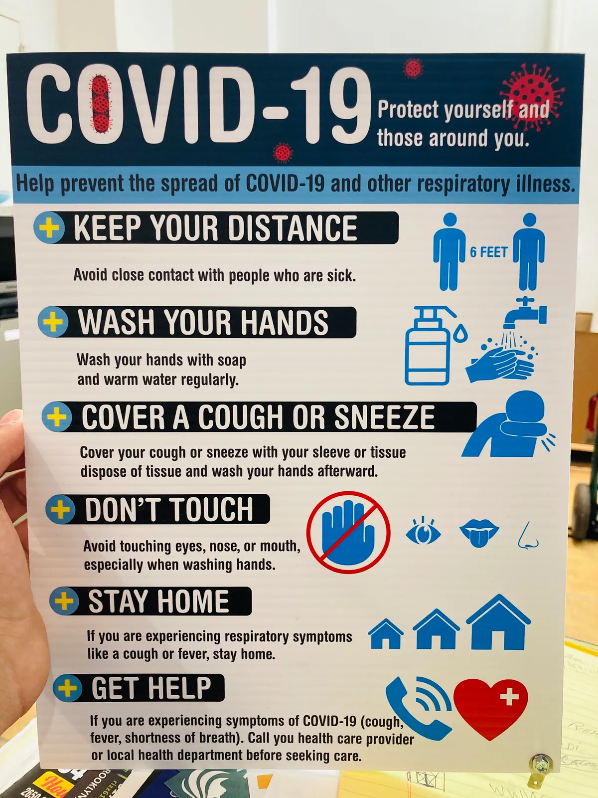 COVID-19 health guidance panel sign for NYC business