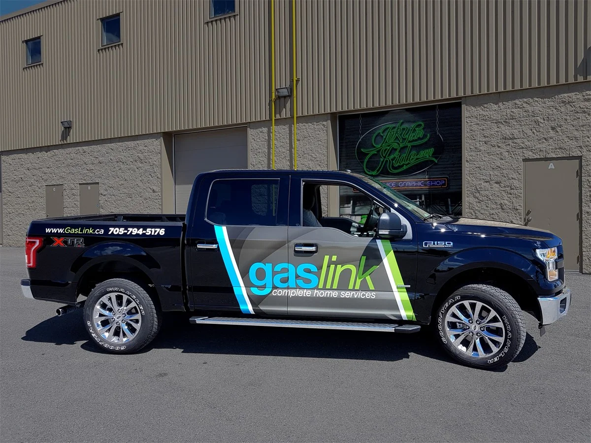Partial wrap installed on business vehicle