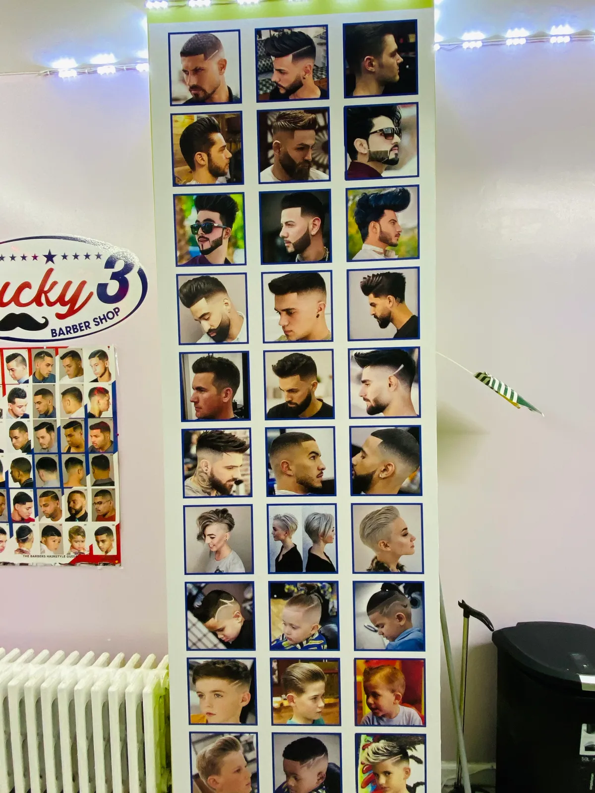 Lucky 3 Barber Shop haircut style wall graphics in Brooklyn